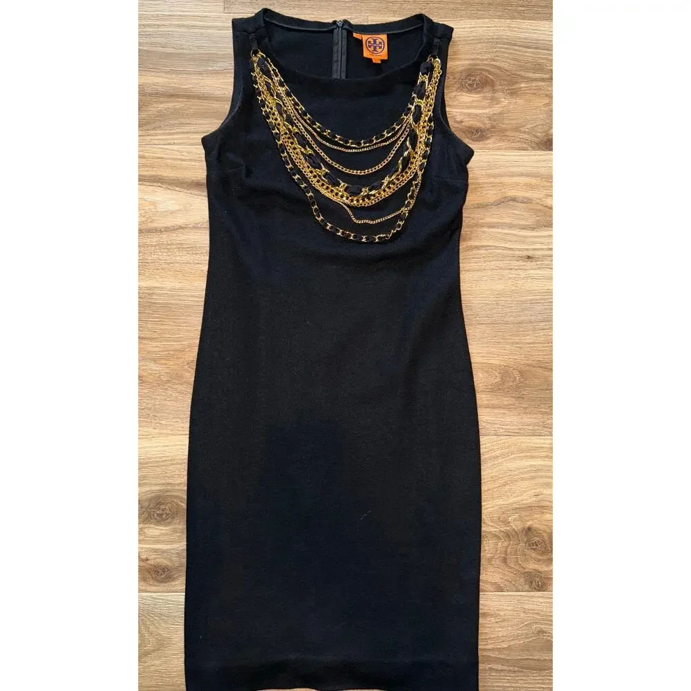 Tory Burch 100% wool dress with gold chain - size XS - OE